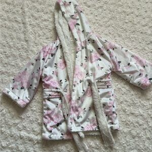 Cozy Pink and White Floral Pajama Robe with Hood
